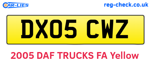 DX05CWZ are the vehicle registration plates.