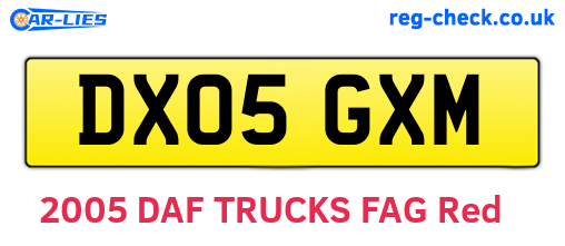 DX05GXM are the vehicle registration plates.