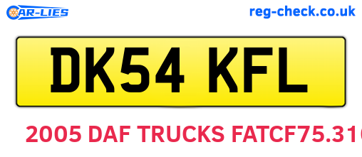 DK54KFL are the vehicle registration plates.