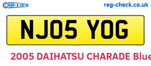 NJ05YOG are the vehicle registration plates.