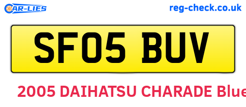 SF05BUV are the vehicle registration plates.