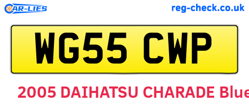 WG55CWP are the vehicle registration plates.