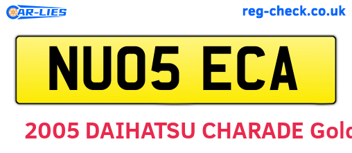 NU05ECA are the vehicle registration plates.