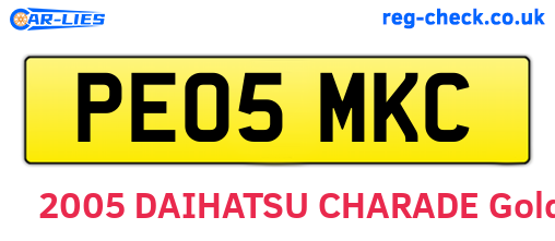 PE05MKC are the vehicle registration plates.