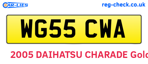 WG55CWA are the vehicle registration plates.