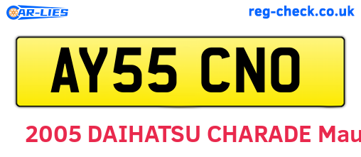 AY55CNO are the vehicle registration plates.