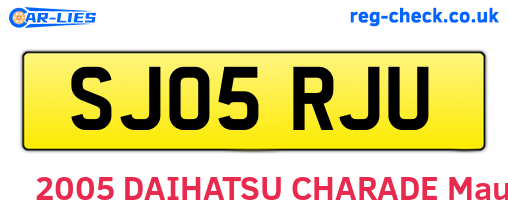 SJ05RJU are the vehicle registration plates.