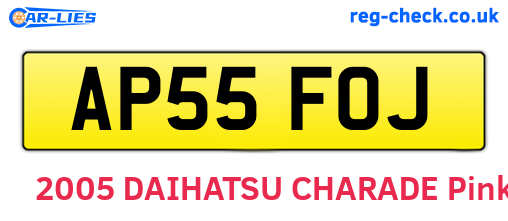 AP55FOJ are the vehicle registration plates.