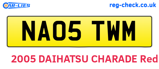 NA05TWM are the vehicle registration plates.