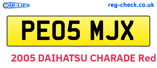 PE05MJX are the vehicle registration plates.
