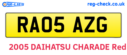 RA05AZG are the vehicle registration plates.
