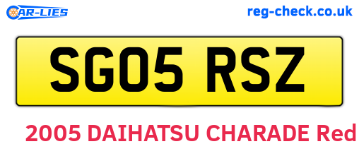 SG05RSZ are the vehicle registration plates.