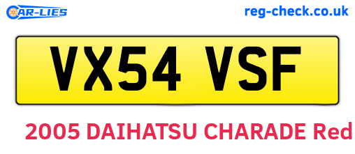 VX54VSF are the vehicle registration plates.
