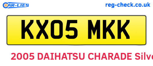 KX05MKK are the vehicle registration plates.