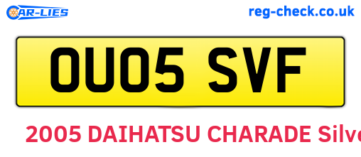 OU05SVF are the vehicle registration plates.