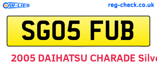SG05FUB are the vehicle registration plates.