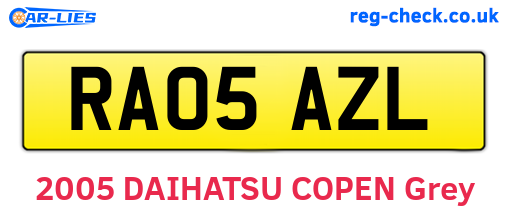 RA05AZL are the vehicle registration plates.