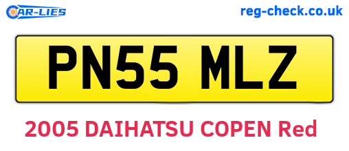 PN55MLZ are the vehicle registration plates.
