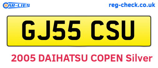 GJ55CSU are the vehicle registration plates.
