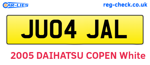 JU04JAL are the vehicle registration plates.