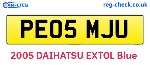 PE05MJU are the vehicle registration plates.