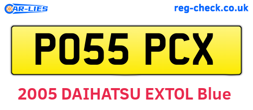 PO55PCX are the vehicle registration plates.