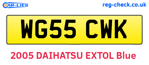 WG55CWK are the vehicle registration plates.