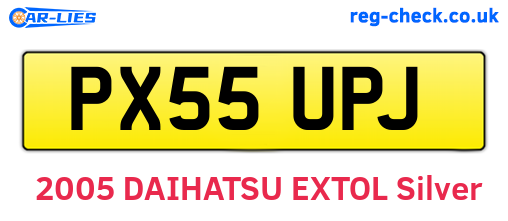 PX55UPJ are the vehicle registration plates.