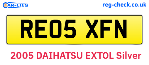RE05XFN are the vehicle registration plates.