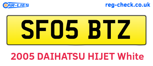 SF05BTZ are the vehicle registration plates.