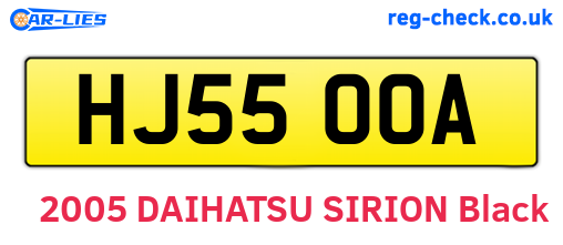 HJ55OOA are the vehicle registration plates.