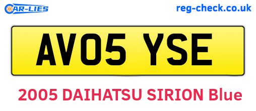 AV05YSE are the vehicle registration plates.