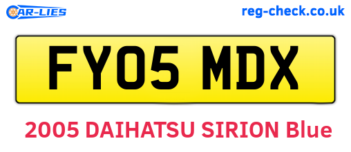 FY05MDX are the vehicle registration plates.