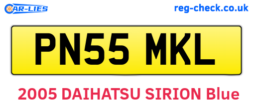 PN55MKL are the vehicle registration plates.