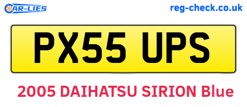 PX55UPS are the vehicle registration plates.