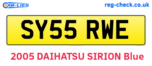 SY55RWE are the vehicle registration plates.