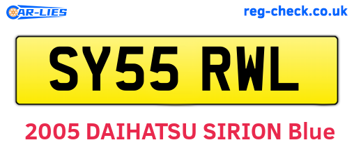 SY55RWL are the vehicle registration plates.