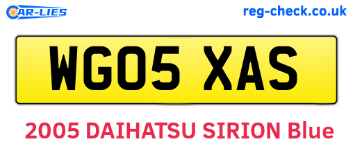 WG05XAS are the vehicle registration plates.