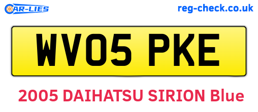 WV05PKE are the vehicle registration plates.