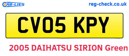 CV05KPY are the vehicle registration plates.