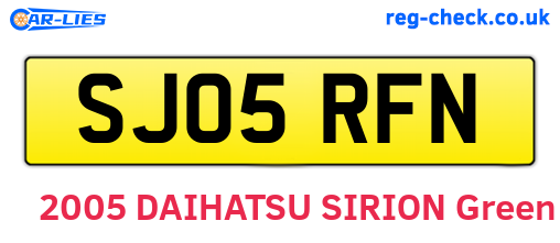 SJ05RFN are the vehicle registration plates.