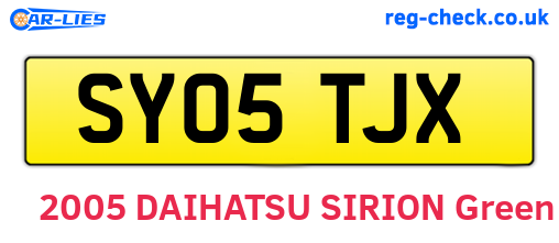 SY05TJX are the vehicle registration plates.