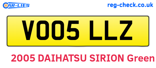 VO05LLZ are the vehicle registration plates.