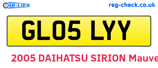 GL05LYY are the vehicle registration plates.