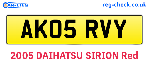 AK05RVY are the vehicle registration plates.