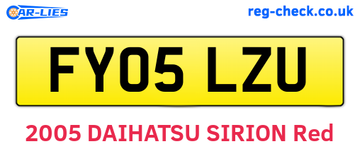 FY05LZU are the vehicle registration plates.