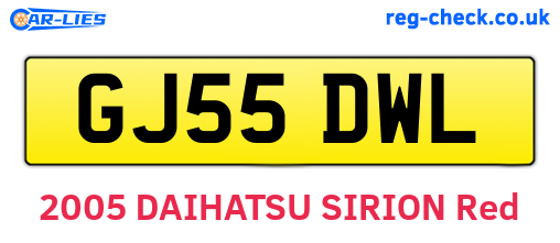 GJ55DWL are the vehicle registration plates.