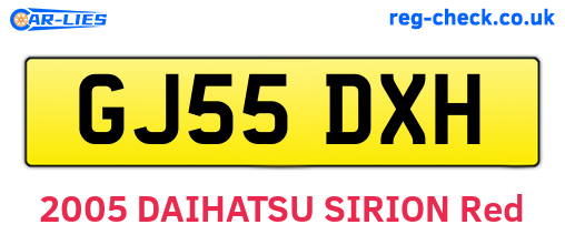 GJ55DXH are the vehicle registration plates.