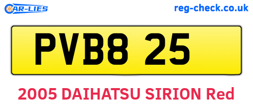 PVB825 are the vehicle registration plates.