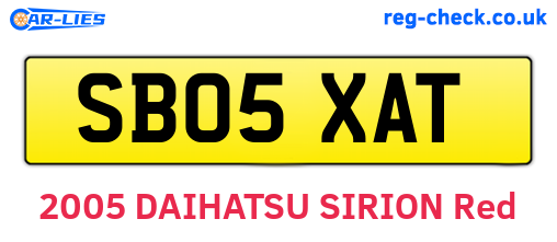 SB05XAT are the vehicle registration plates.